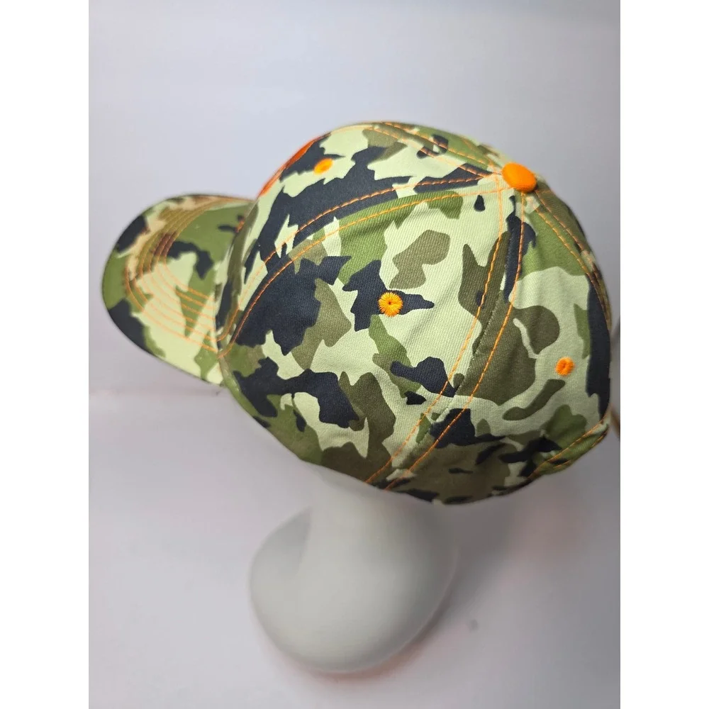 NAPA NEW! Camo Baseball Cap Orange Embroidery Adjustable Hat One Size Hiking Fun